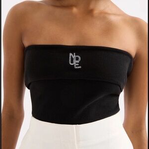 Nude Lucy Black Tube Top with Embroidered Logo